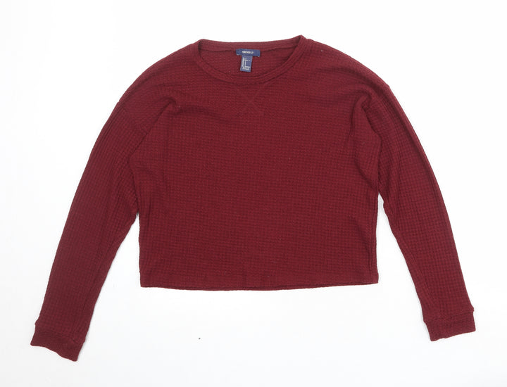 FOREVER 21 Womens Red Round Neck Polyester Pullover Jumper Size S