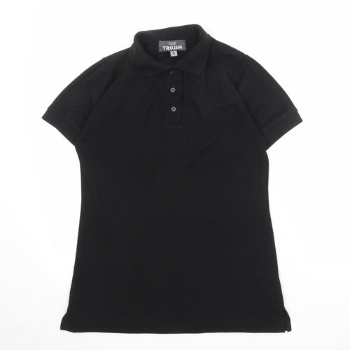 Trojan Womens Black Polyester Basic Polo Size 10 Collared