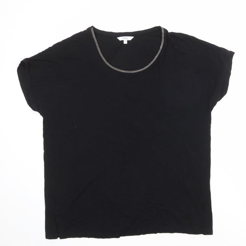 NEXT Womens Black Viscose Basic T-Shirt Size 12 Round Neck