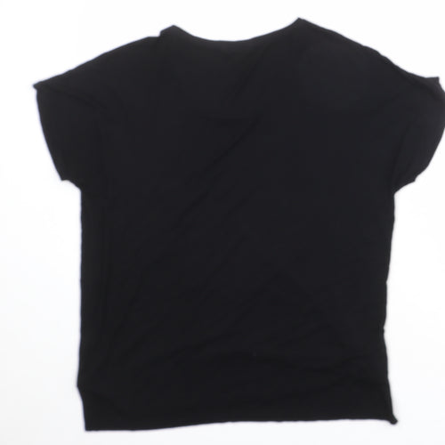 NEXT Womens Black Viscose Basic T-Shirt Size 12 Round Neck