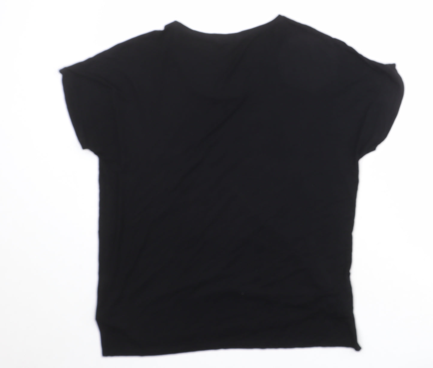 NEXT Womens Black Viscose Basic T-Shirt Size 12 Round Neck