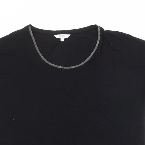 NEXT Womens Black Viscose Basic T-Shirt Size 12 Round Neck