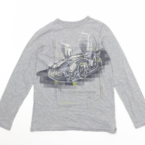 Gap Boys Grey 100% Cotton Basic T-Shirt Size 10-11 Years Round Neck Pullover