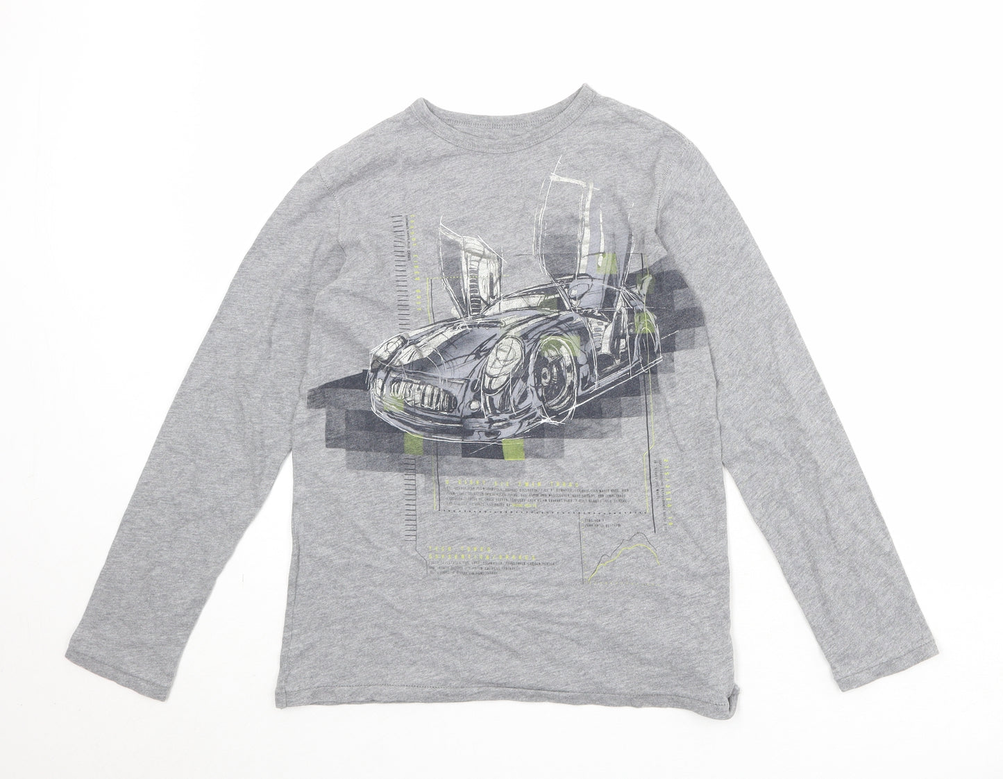 Gap Boys Grey 100% Cotton Basic T-Shirt Size 10-11 Years Round Neck Pullover
