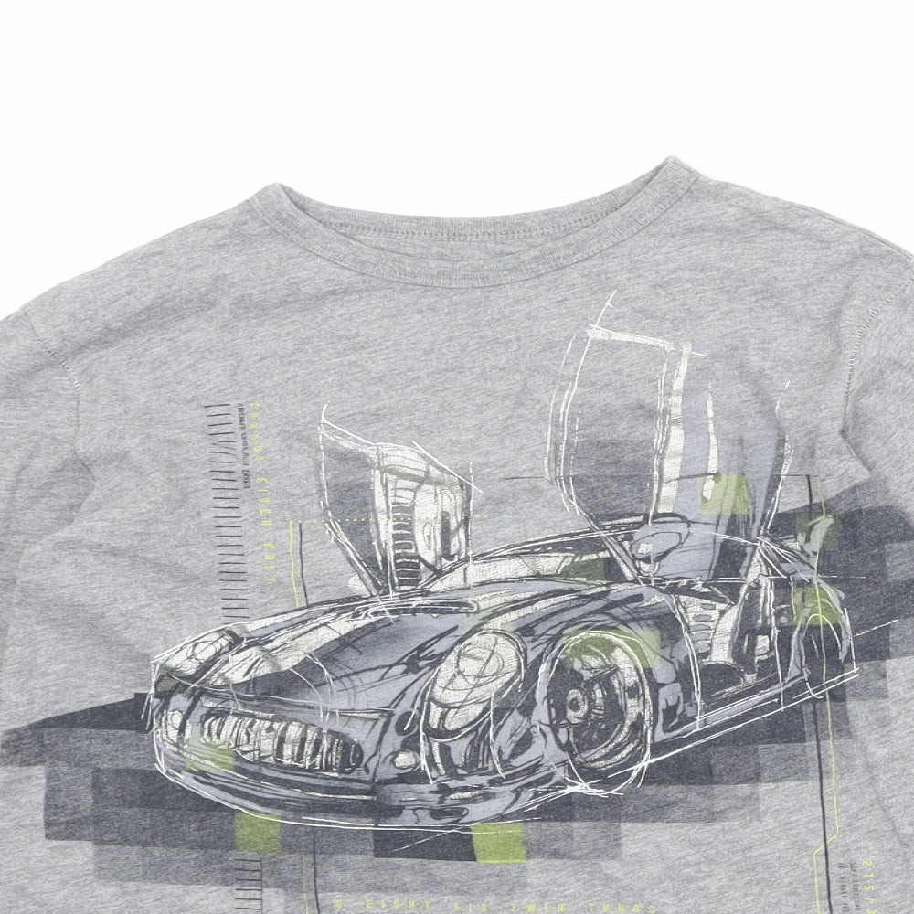 Gap Boys Grey 100% Cotton Basic T-Shirt Size 10-11 Years Round Neck Pullover