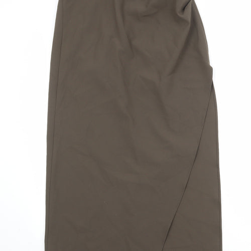 Zara Womens Brown Polyester A-Line Skirt Size L Zip