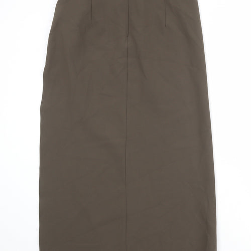 Zara Womens Brown Polyester A-Line Skirt Size L Zip