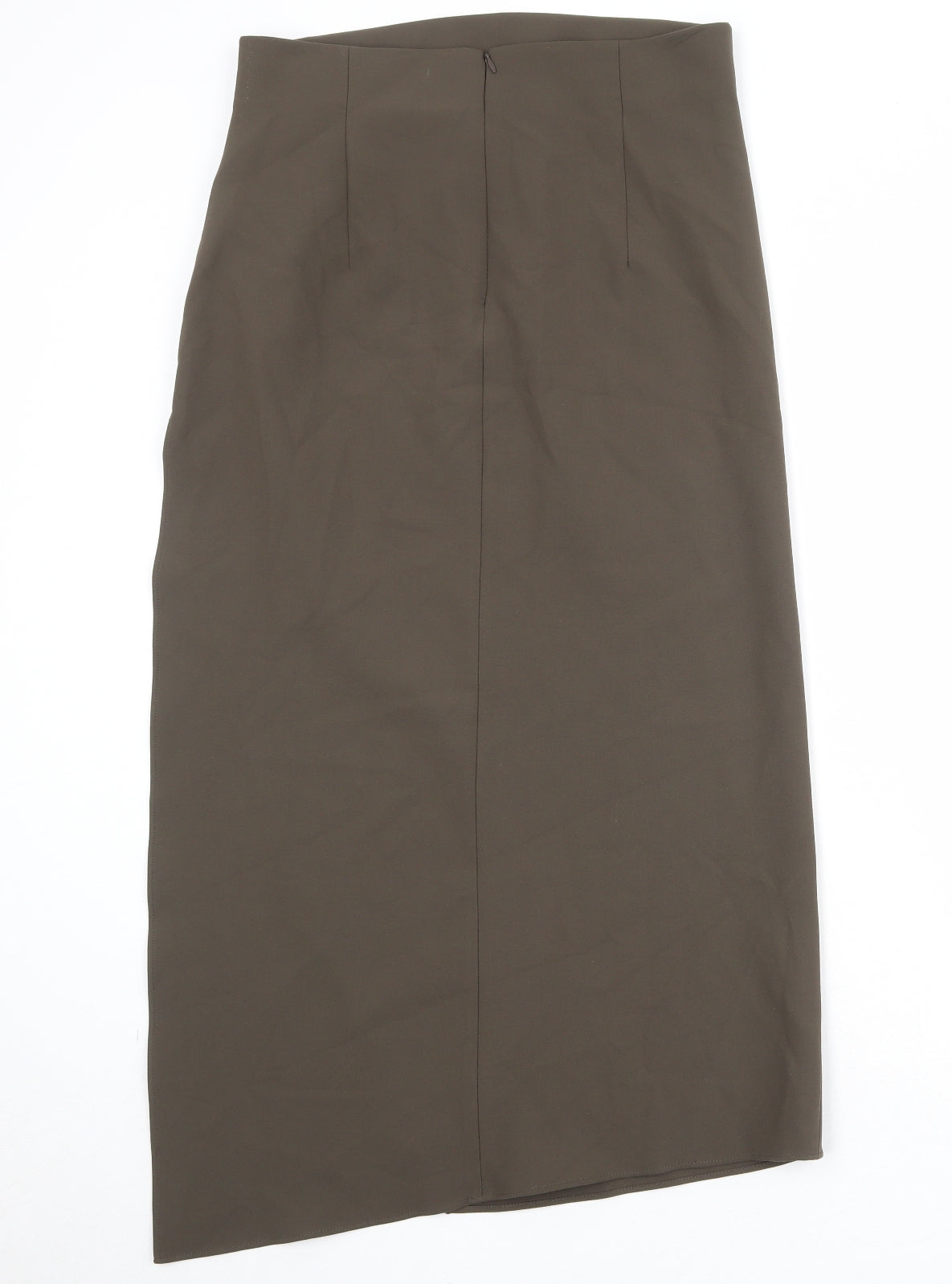 Zara Womens Brown Polyester A-Line Skirt Size L Zip