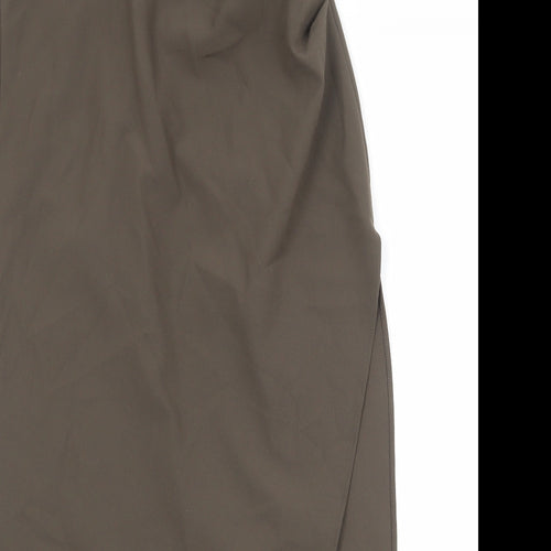Zara Womens Brown Polyester A-Line Skirt Size L Zip