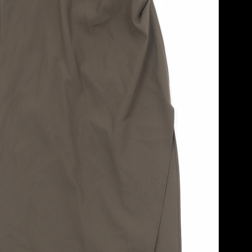 Zara Womens Brown Polyester A-Line Skirt Size L Zip