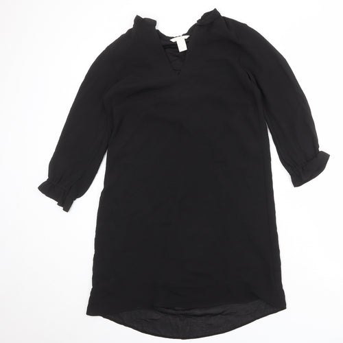 H&M Womens Black Polyester A-Line Size 10 V-Neck Pullover