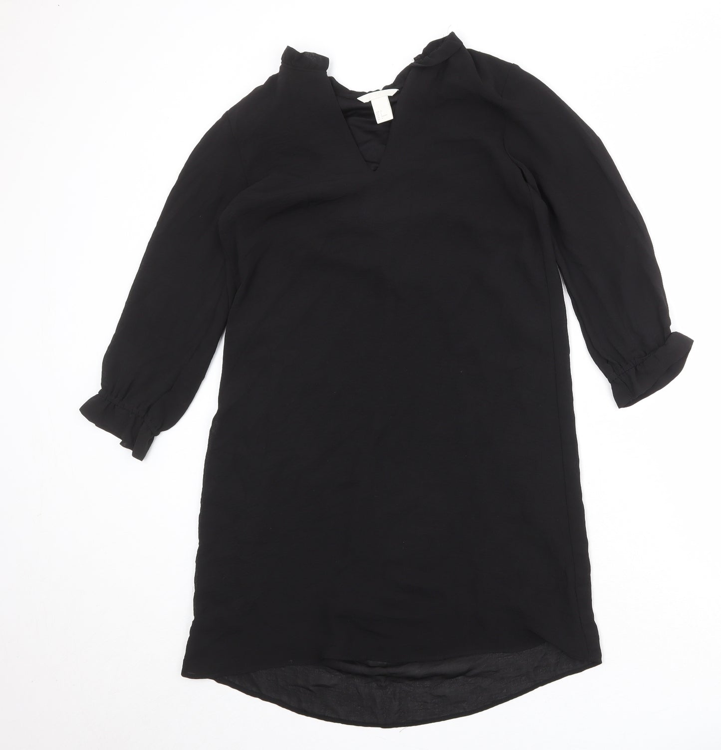 H&M Womens Black Polyester A-Line Size 10 V-Neck Pullover