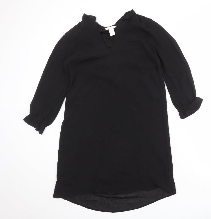 H&M Womens Black Polyester A-Line Size 10 V-Neck Pullover