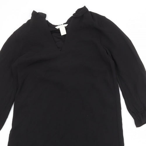 H&M Womens Black Polyester A-Line Size 10 V-Neck Pullover
