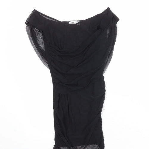 Zara Womens Black Polyester Basic Blouse Size S Boat Neck
