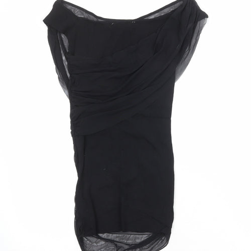 Zara Womens Black Polyester Basic Blouse Size S Boat Neck