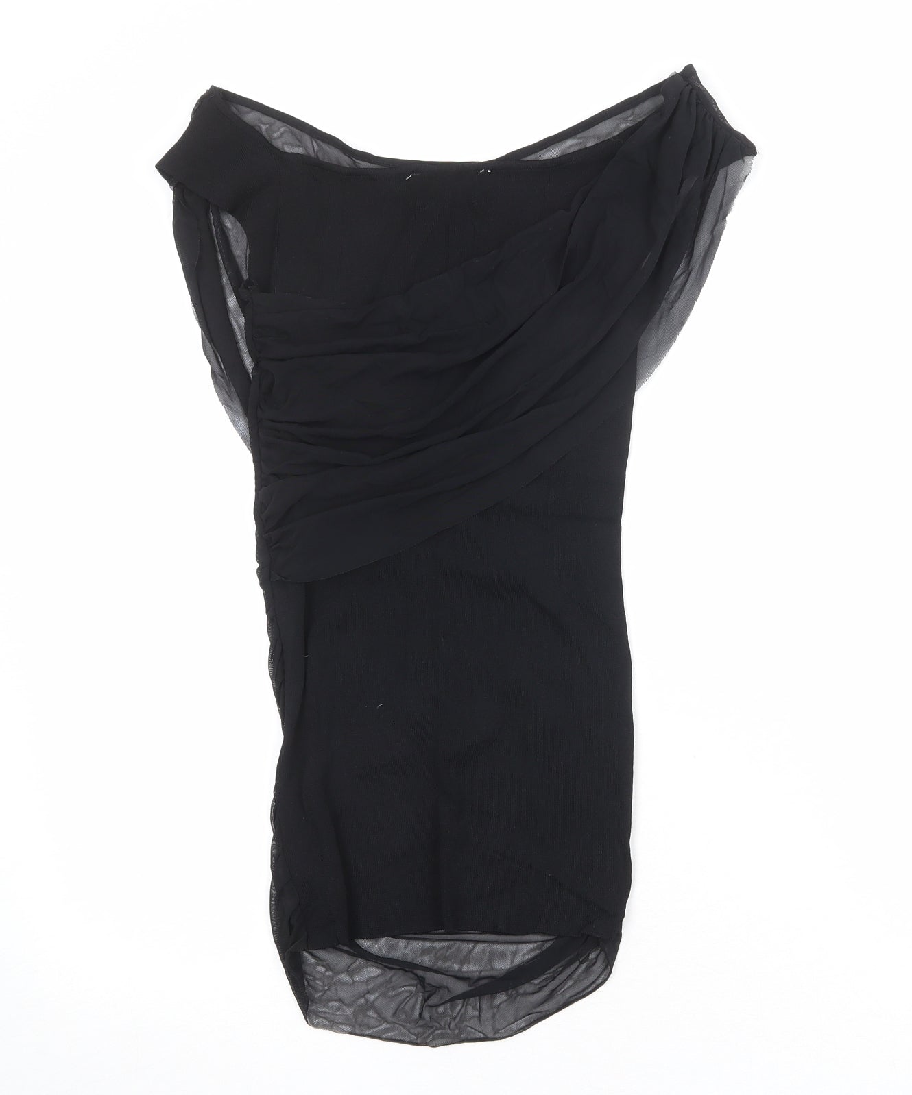 Zara Womens Black Polyester Basic Blouse Size S Boat Neck