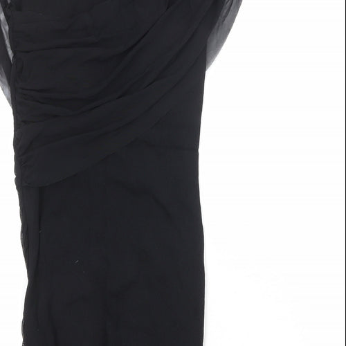 Zara Womens Black Polyester Basic Blouse Size S Boat Neck
