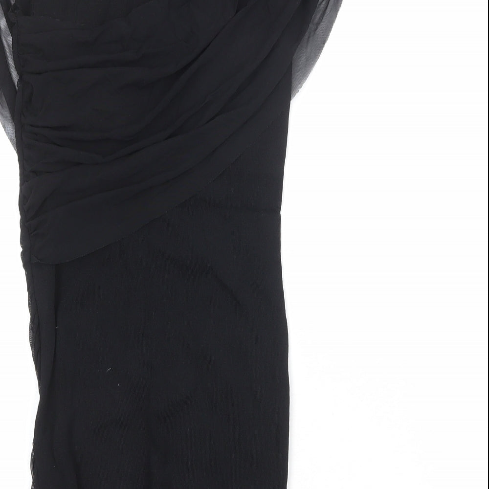 Zara Womens Black Polyester Basic Blouse Size S Boat Neck