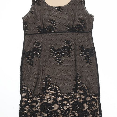 Etam Womens Black Polyester Sheath Size 14 Scoop Neck Pullover - Lace Overlay