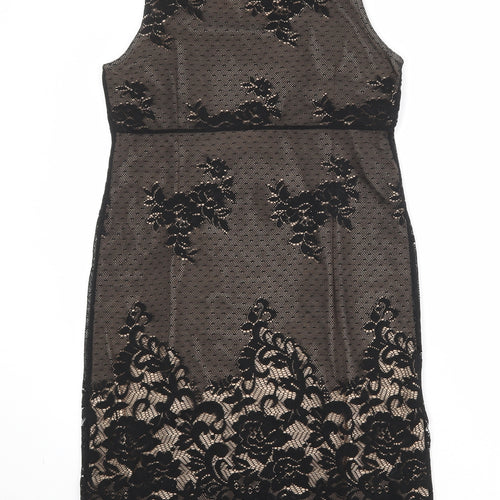 Etam Womens Black Polyester Sheath Size 14 Scoop Neck Pullover - Lace Overlay