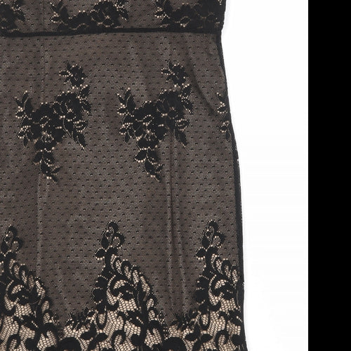 Etam Womens Black Polyester Sheath Size 14 Scoop Neck Pullover - Lace Overlay