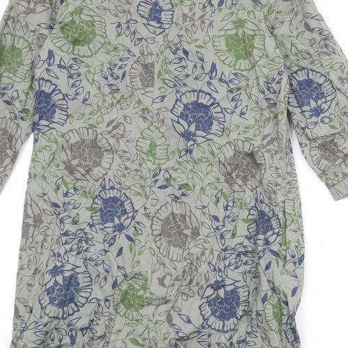 NEXT Womens Multicoloured Geometric 100% Cotton A-Line Size 10 Boat Neck Button - Embellished Neckline