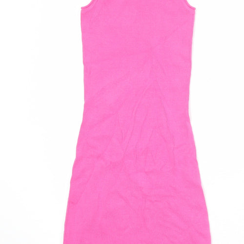 ASOS Womens Pink Viscose Bodycon Size 6 Boat Neck Pullover