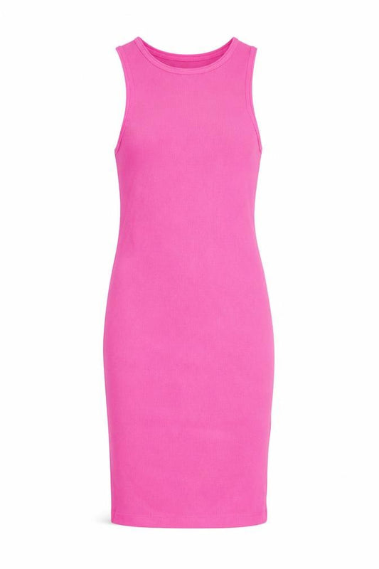 Front view of ASOS women’s pink viscose bodycon, size UK 6, boat neck pullover