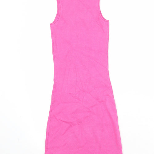ASOS Womens Pink Viscose Bodycon Size 6 Boat Neck Pullover