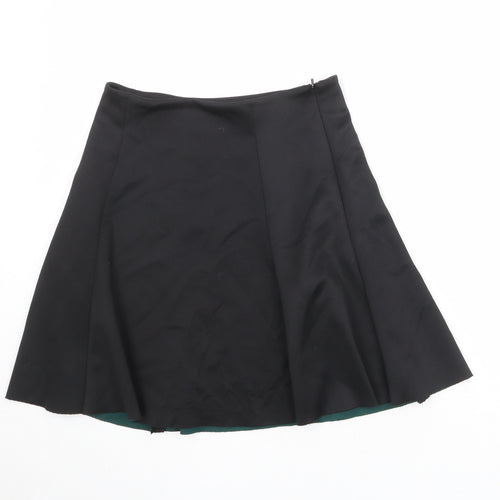 John Lewis Womens Black Polyester Skater Skirt Size 8 Zip