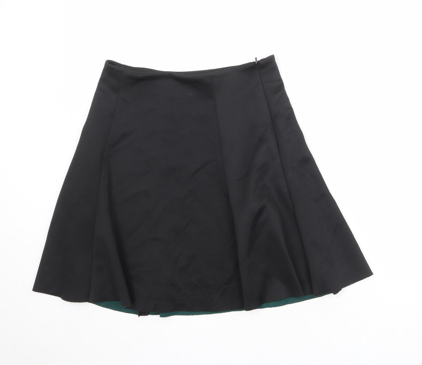 John Lewis Womens Black Polyester Skater Skirt Size 8 Zip