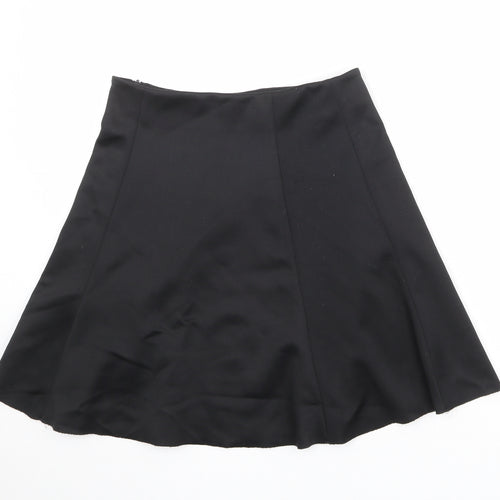 John Lewis Womens Black Polyester Skater Skirt Size 8 Zip
