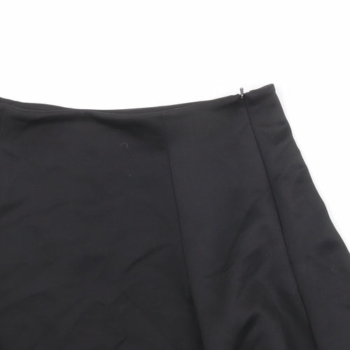 John Lewis Womens Black Polyester Skater Skirt Size 8 Zip