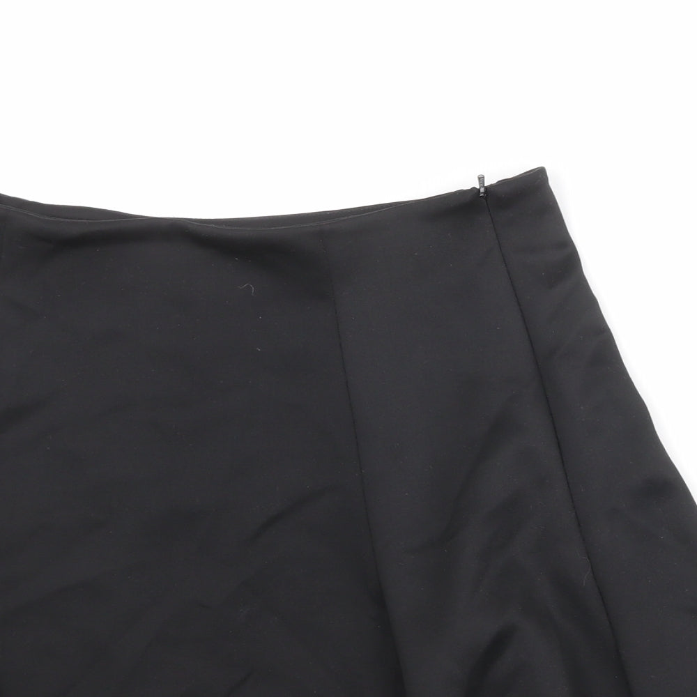 John Lewis Womens Black Polyester Skater Skirt Size 8 Zip