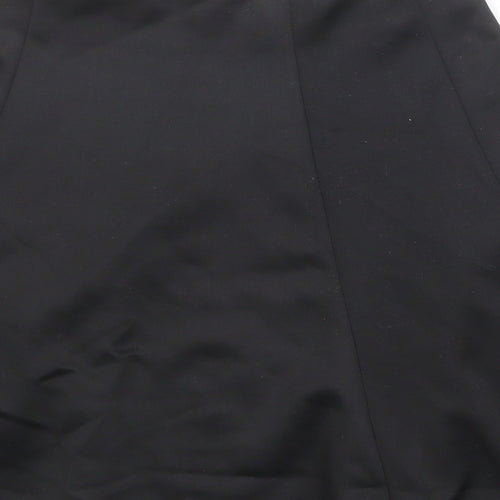 John Lewis Womens Black Polyester Skater Skirt Size 8 Zip