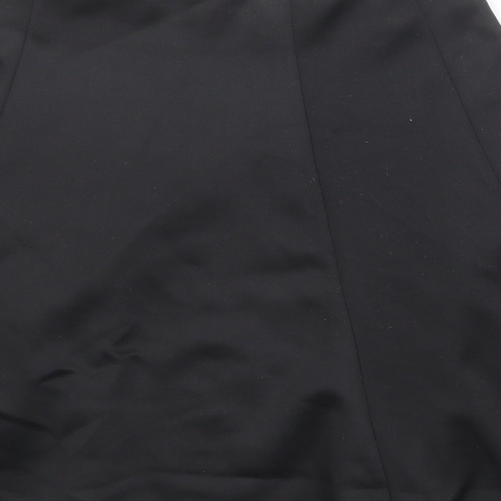 John Lewis Womens Black Polyester Skater Skirt Size 8 Zip