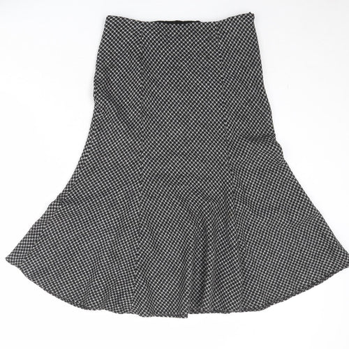 Wallis Womens Black Geometric Polyester Swing Skirt Size 10 Zip
