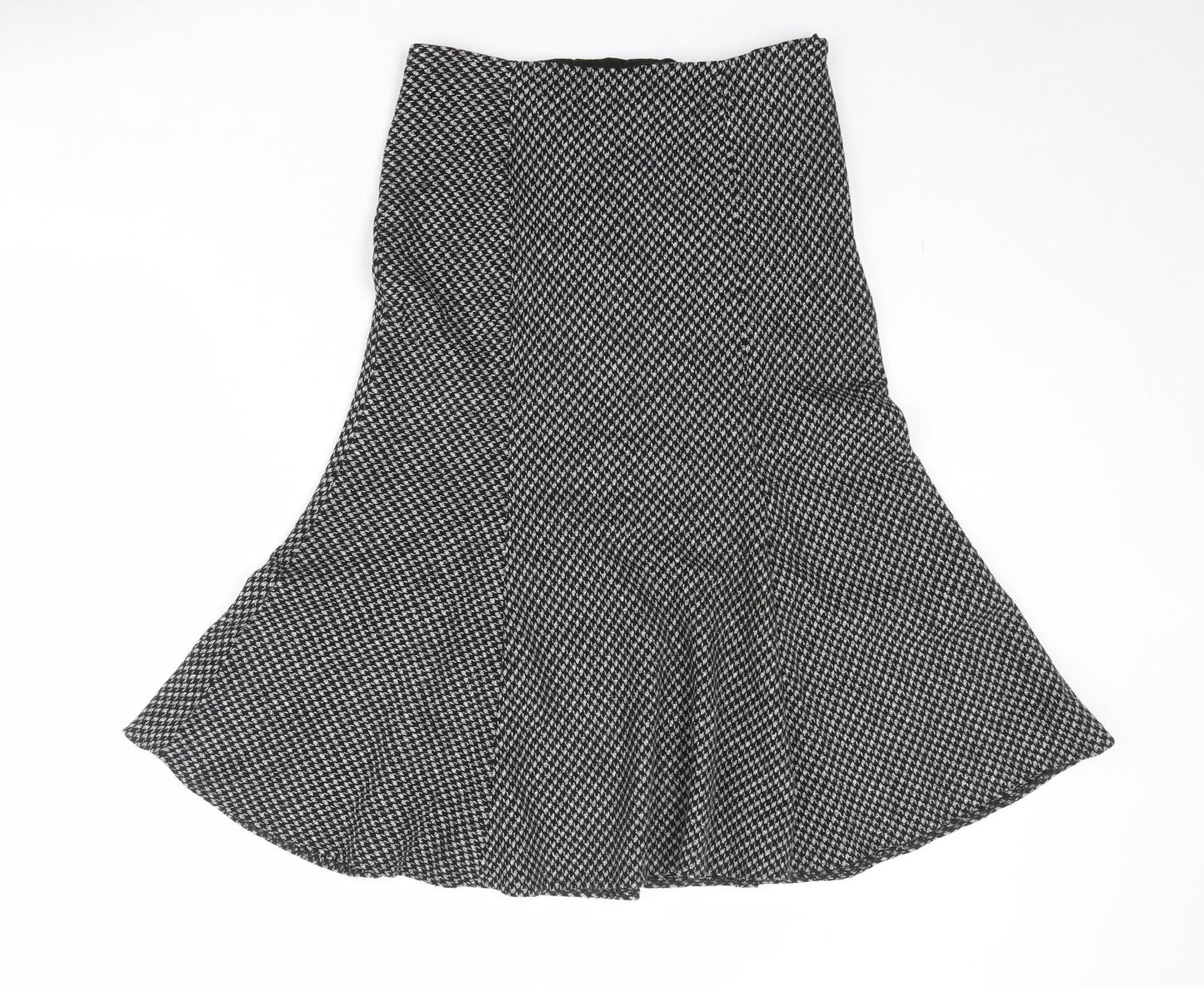 Wallis Womens Black Geometric Polyester Swing Skirt Size 10 Zip