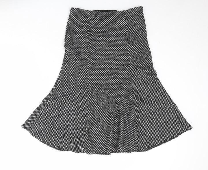 Wallis Womens Black Geometric Polyester Swing Skirt Size 10 Zip