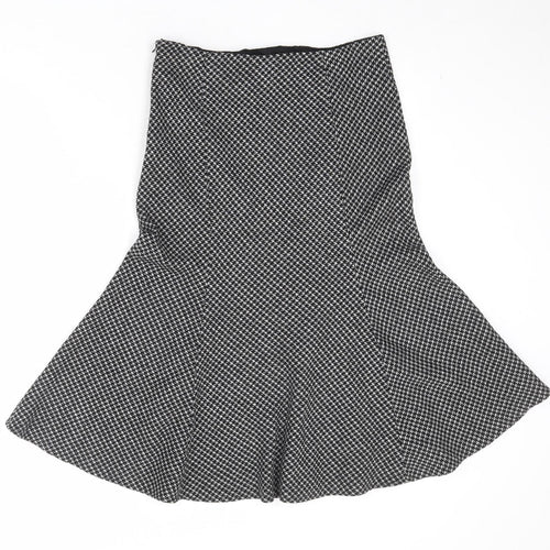 Wallis Womens Black Geometric Polyester Swing Skirt Size 10 Zip