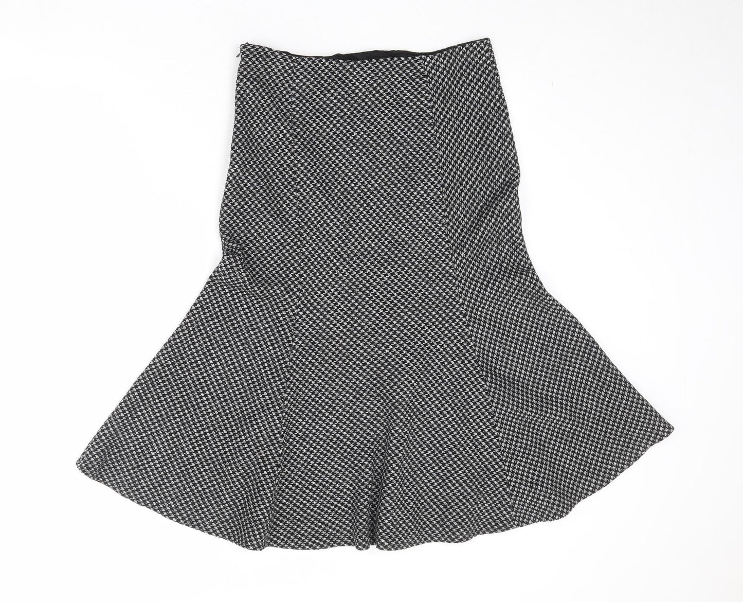Wallis Womens Black Geometric Polyester Swing Skirt Size 10 Zip