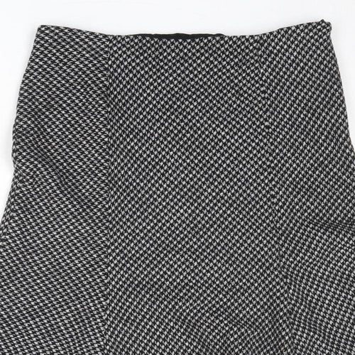 Wallis Womens Black Geometric Polyester Swing Skirt Size 10 Zip