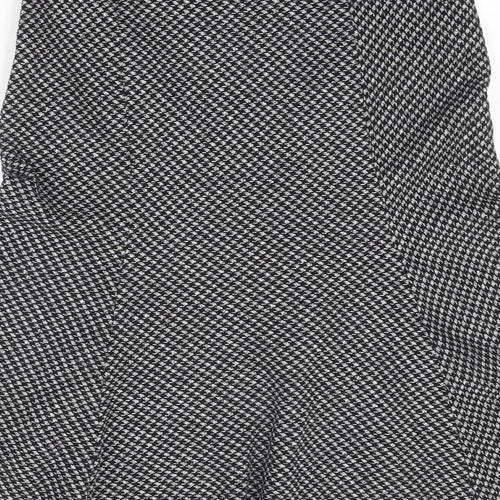 Wallis Womens Black Geometric Polyester Swing Skirt Size 10 Zip