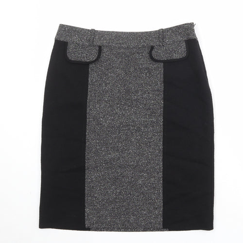 Per Una Womens Black Viscose A-Line Skirt Size 12 Zip