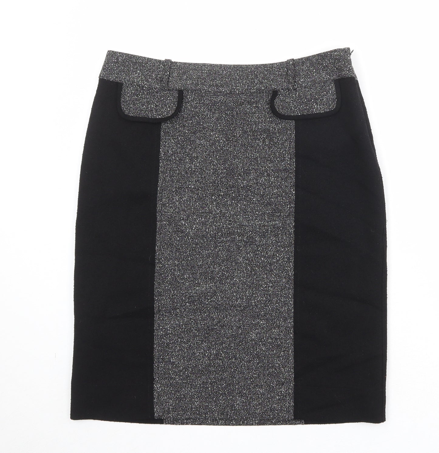 Per Una Womens Black Viscose A-Line Skirt Size 12 Zip
