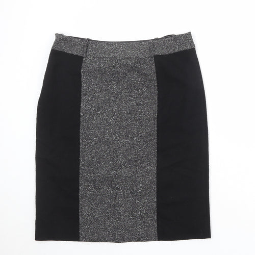 Per Una Womens Black Viscose A-Line Skirt Size 12 Zip