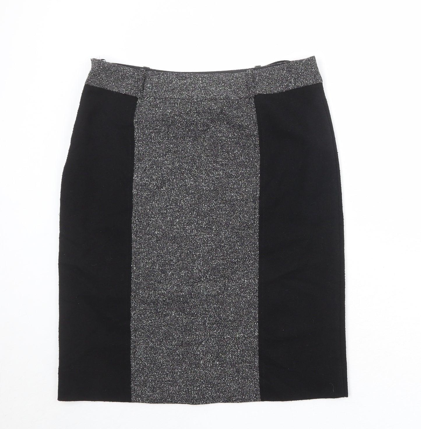 Per Una Womens Black Viscose A-Line Skirt Size 12 Zip