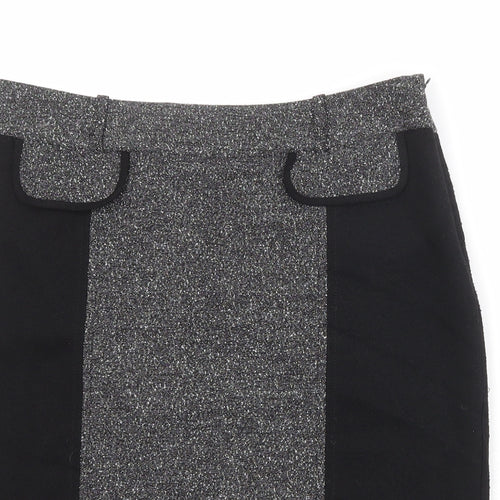 Per Una Womens Black Viscose A-Line Skirt Size 12 Zip