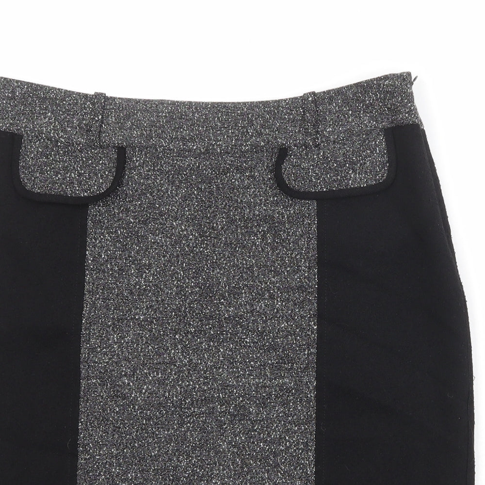 Per Una Womens Black Viscose A-Line Skirt Size 12 Zip